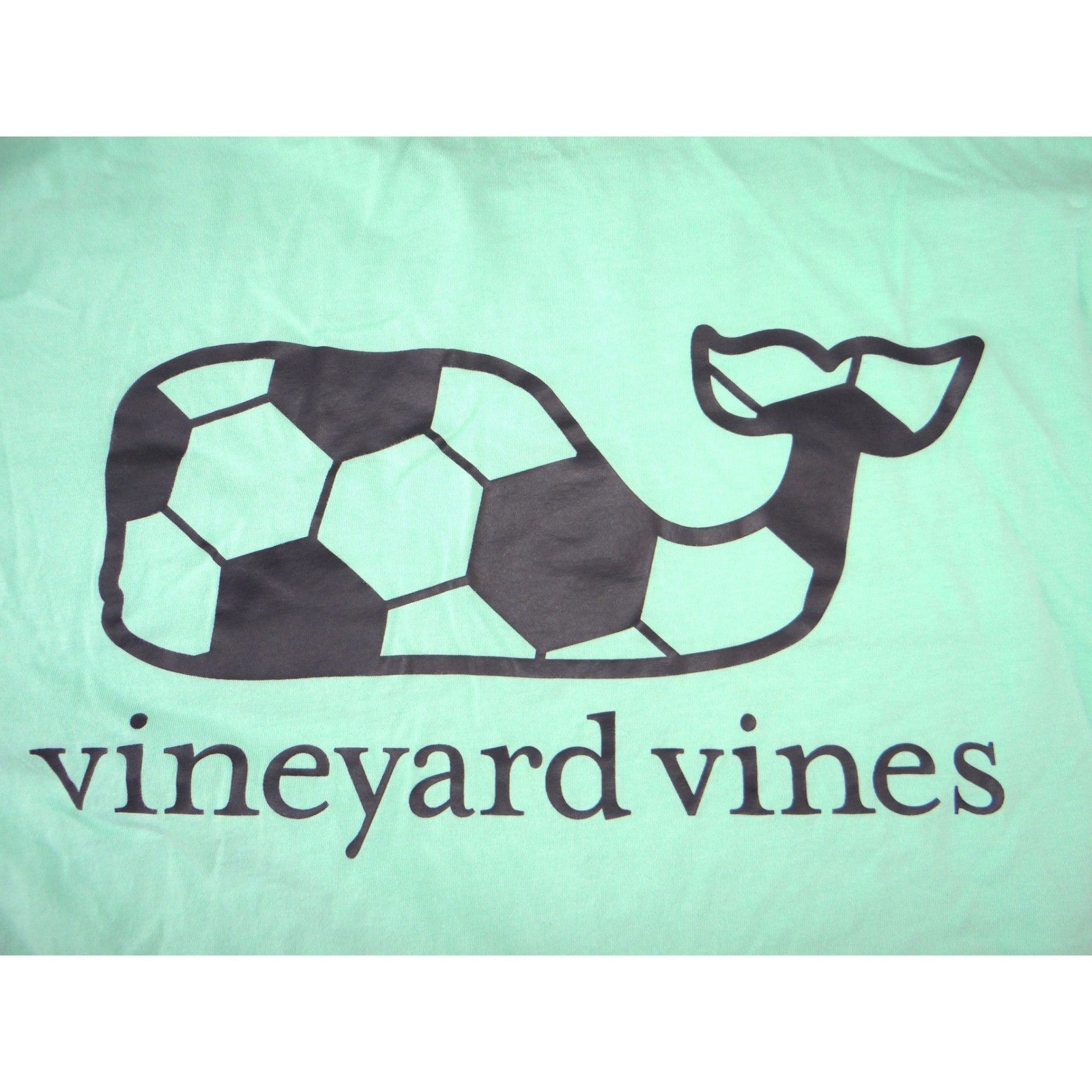 Vineyard Vines Mens L Soccer Whale Long Sleeve Pocket T-Shirt Mint Green