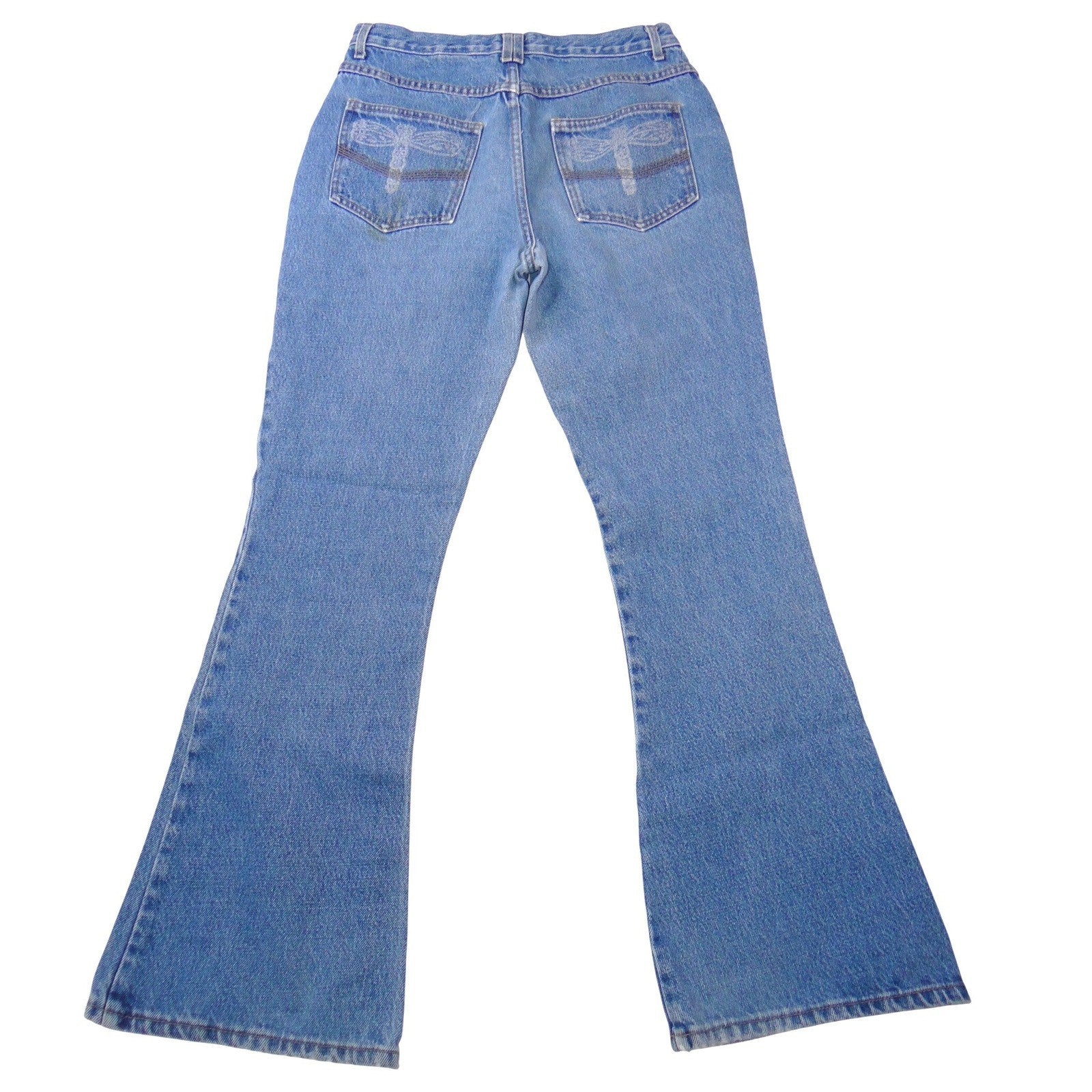 Vintage D'Mode Classix Flare Jeans Blue Dragonfly Pockets 90s Womens Size 13