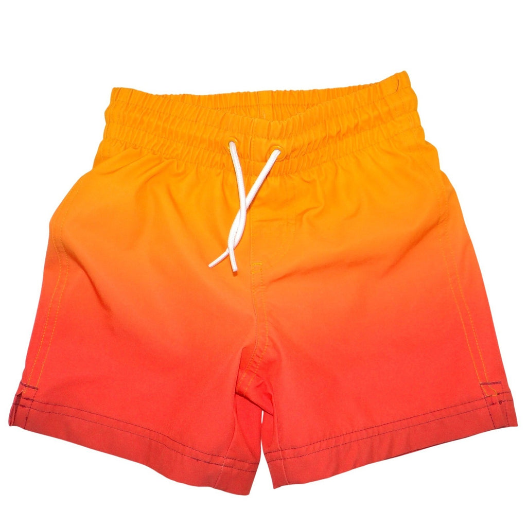 Old Navy Boys XS 5 Orange Red Ombre Sunset Swim Trunks Mesh Lined Board Shorts