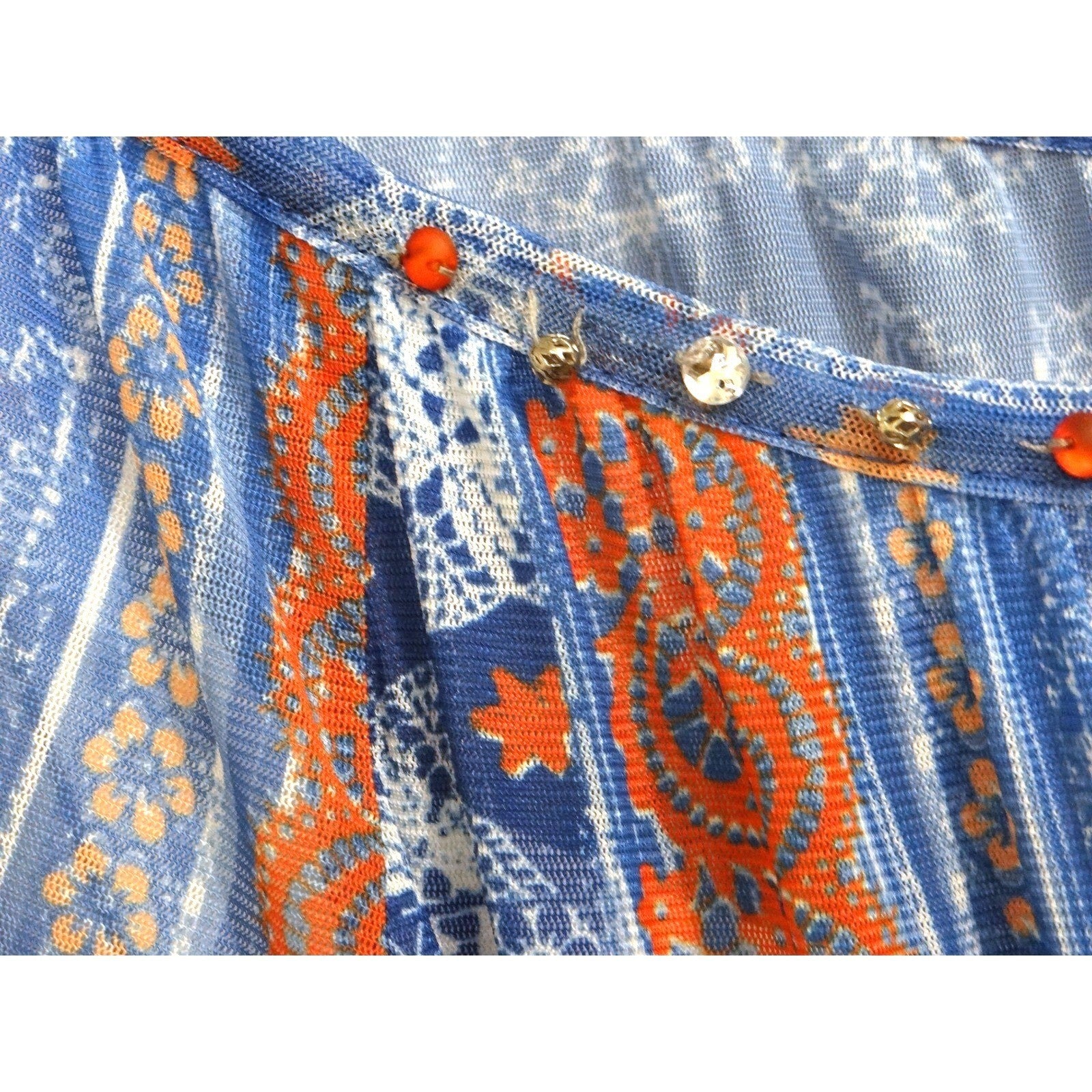 Hearts of Palm Woman Plus Size 3X Patchwork Print Beaded Neckline Tunic Top