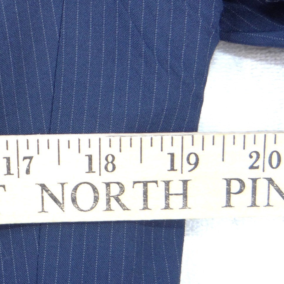 Calvin Klein Womens Navy Blue Pinstripe Two Button Blazer Jacket Size 14