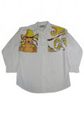 Vintage White Rodeo Rose Cowgirl Western Style Button Up Size Small
