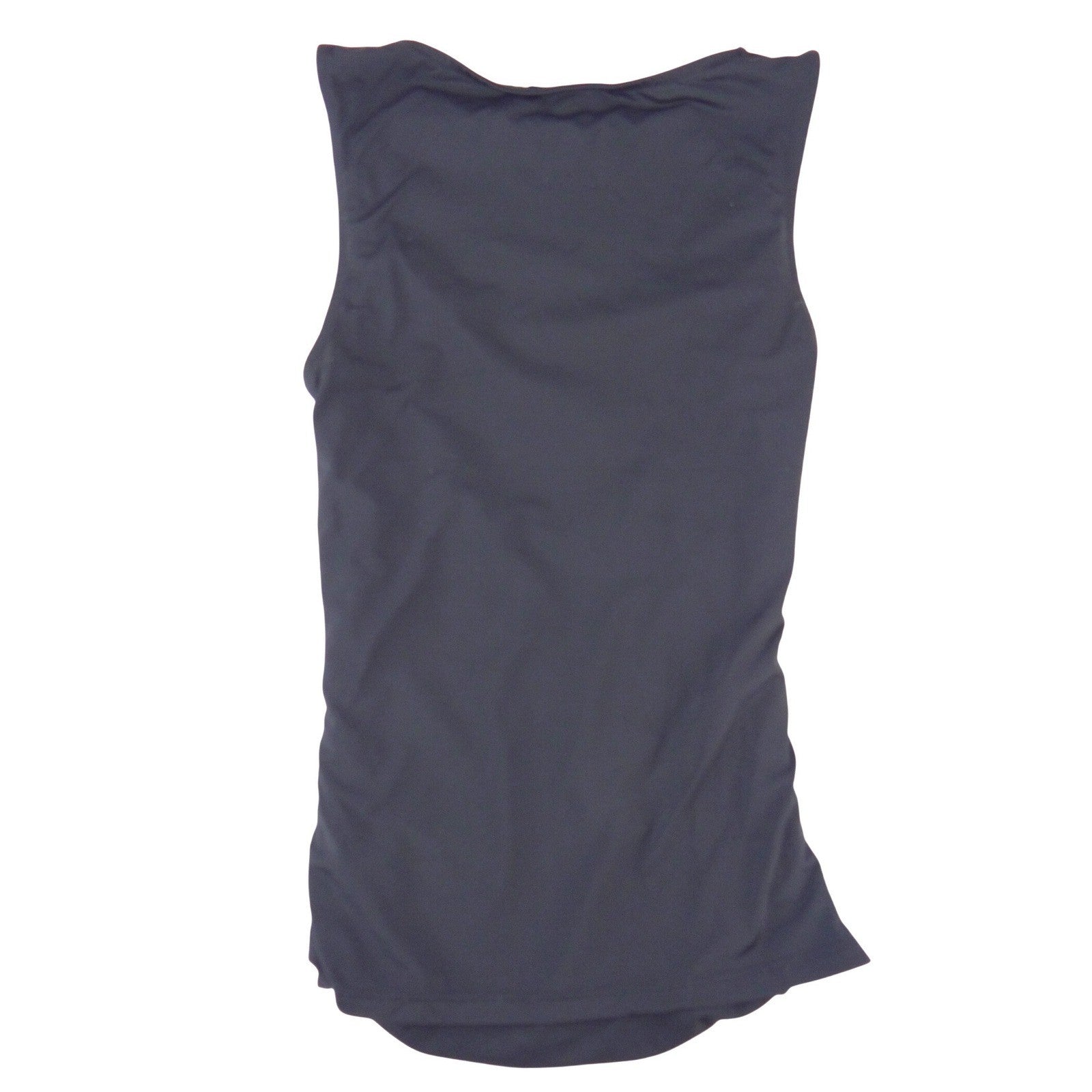 Zara Womens Ruched Sleeveless Blouse Black Boat Neck Slim Fit Top Small