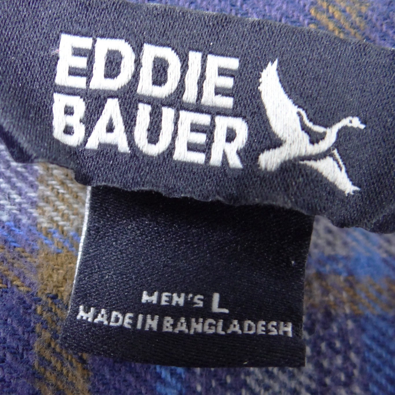 Eddie Bauer Mens Large Blue Plaid Flannel Button Up Shirt Long Sleeve Gorpcore