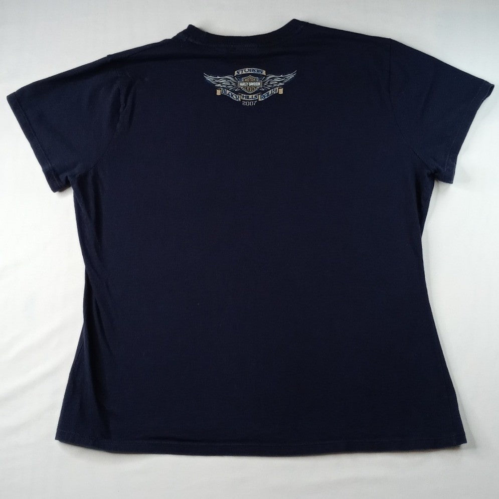 Harley Davidson Sturgis Black Hills Rally 2007 T Shirt Men Large Blue Wolf Moon