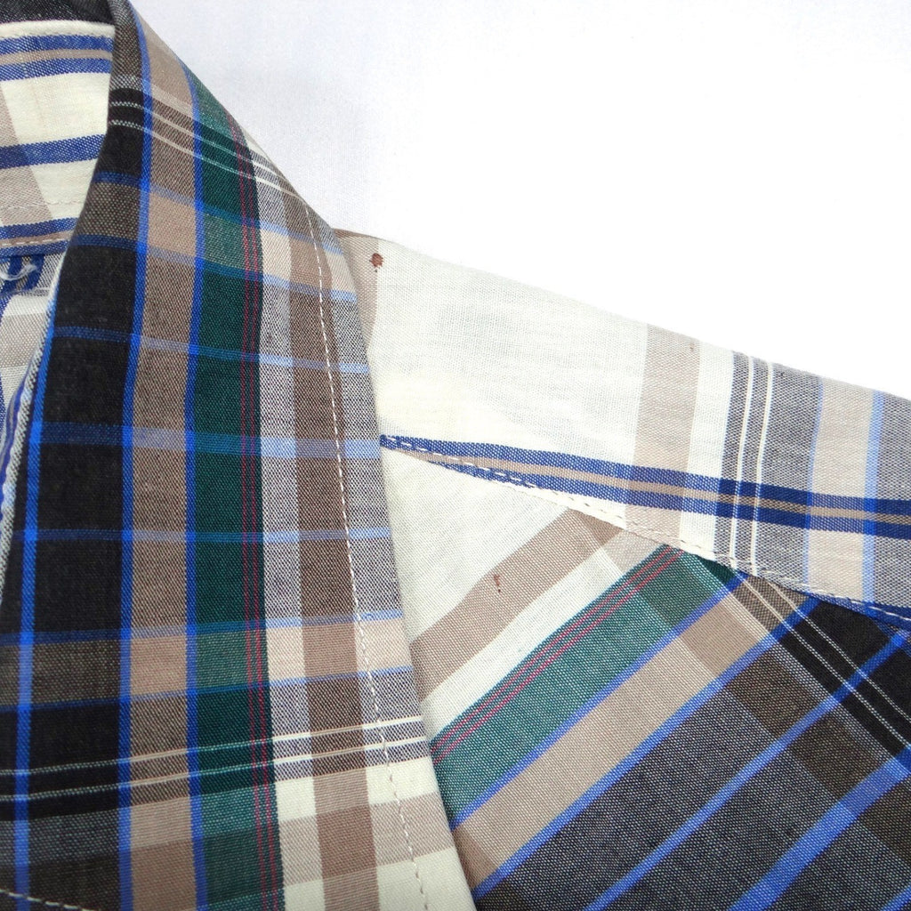 ELY PLAINS Mens Plaid Western Shirt Short Sleeve Pearl Snap Size M