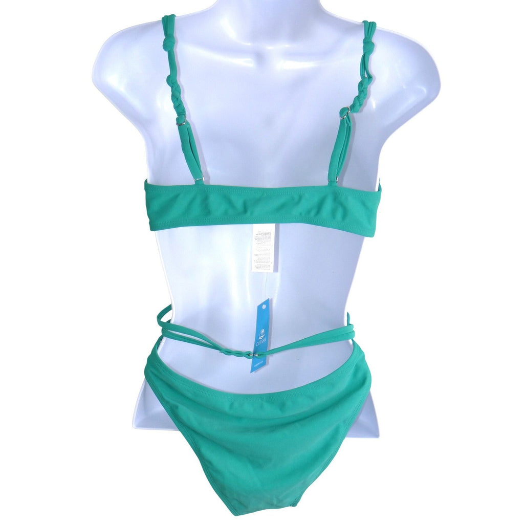 NWT-Cupshe Teal Green Ring Detail Braided Wrap Bikini Set Size M