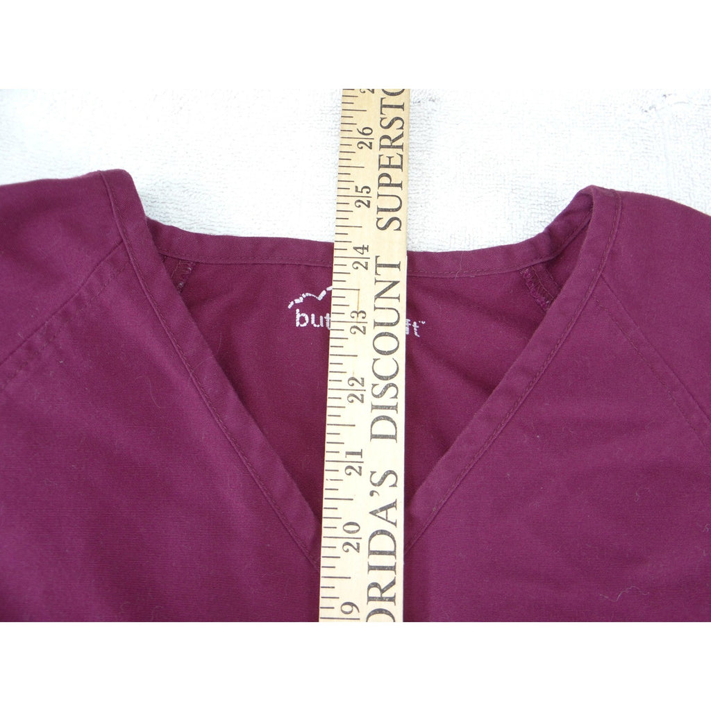 Butter-Soft Womens Scrub Set Burgundy V-Neck Top Elastic Waist Pants Size Small