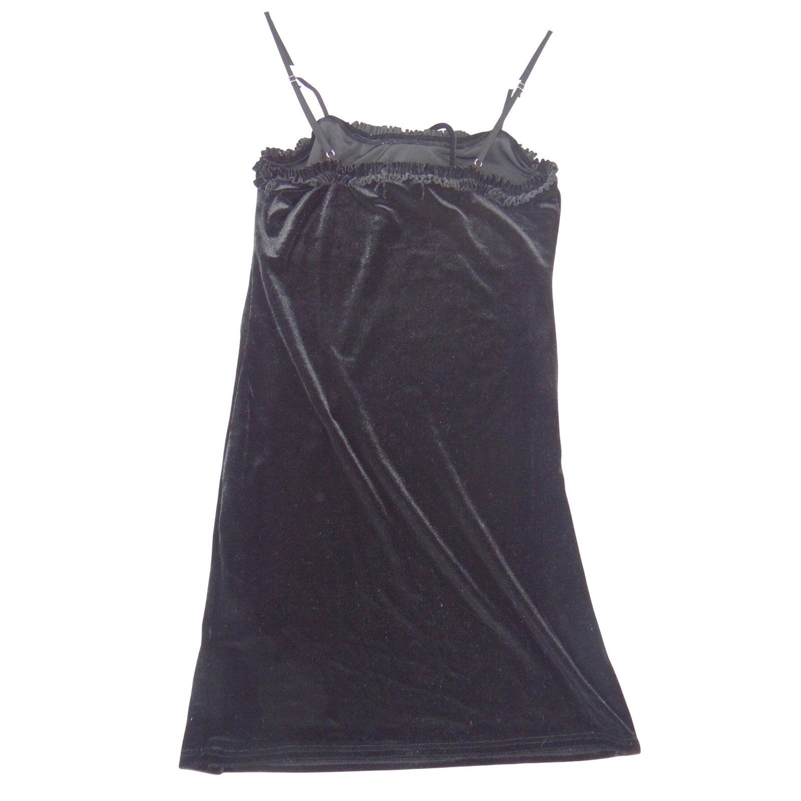 Urban Outfitters Black Velvet Ruffle Mini Dress Spaghetti Strap Tie Front