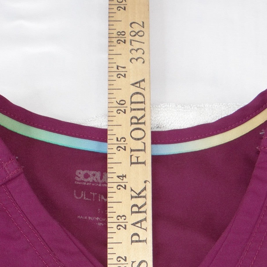 Scrubstar Ultimate Magenta Purple V-Neck Scrub Top Womens Small Zipper Pocket