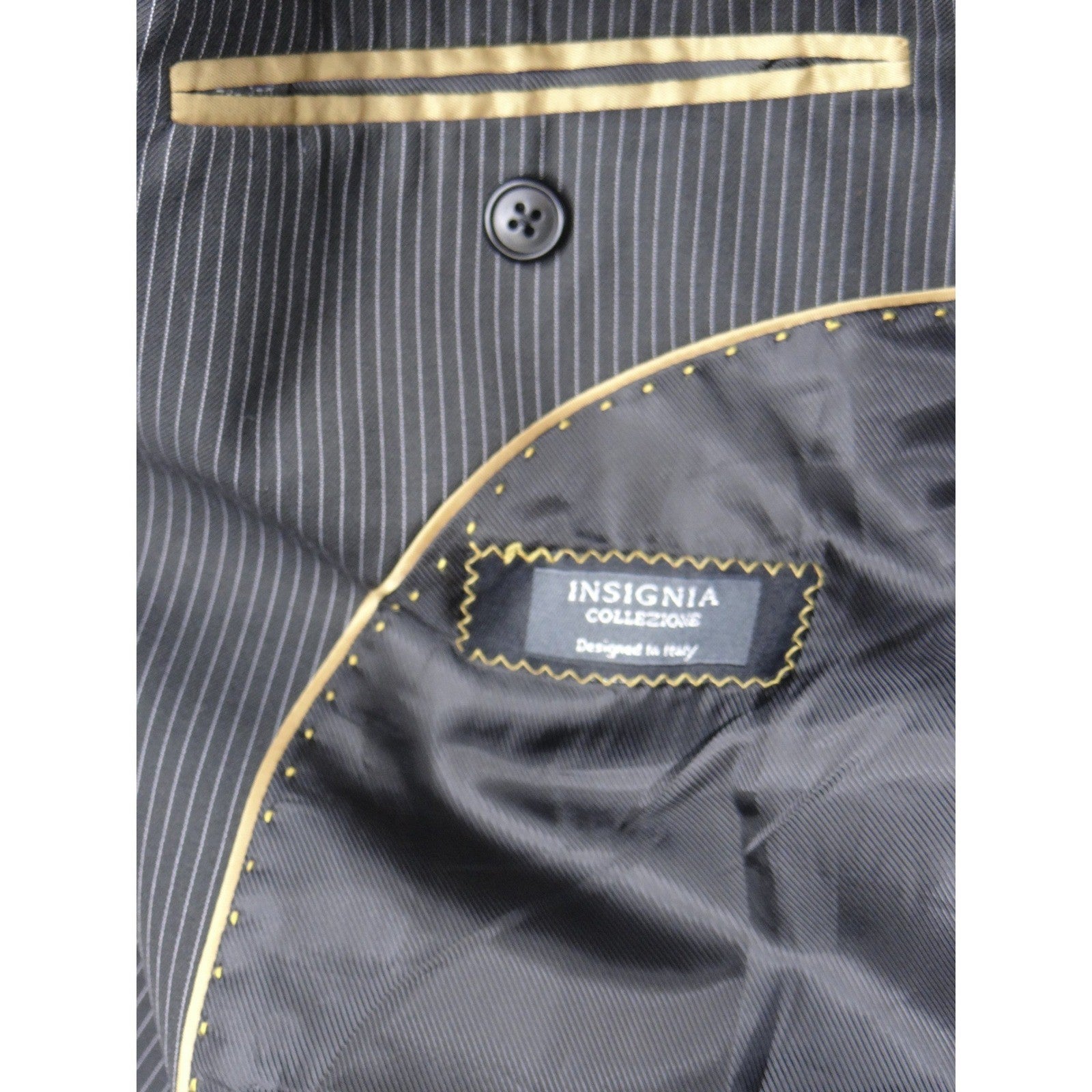 Insignia Collezione Men High Twist Microtech Super Deluxe Pinstripe Blazer Sz L