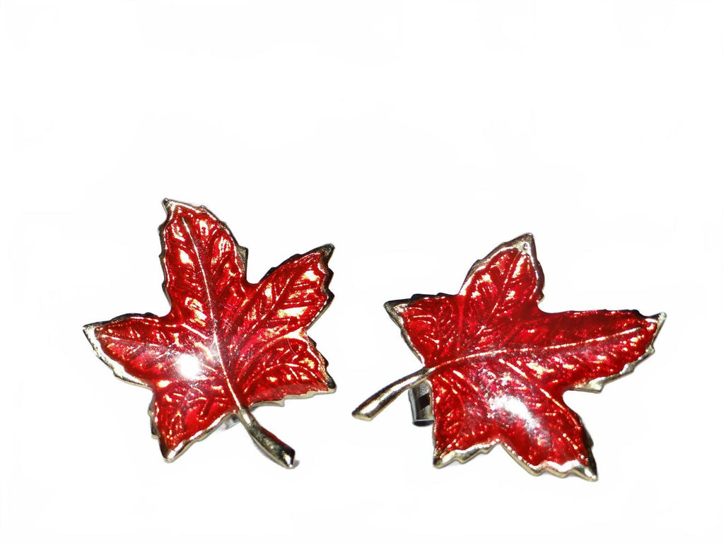 Red Maple Leaf Shaped Earrings
