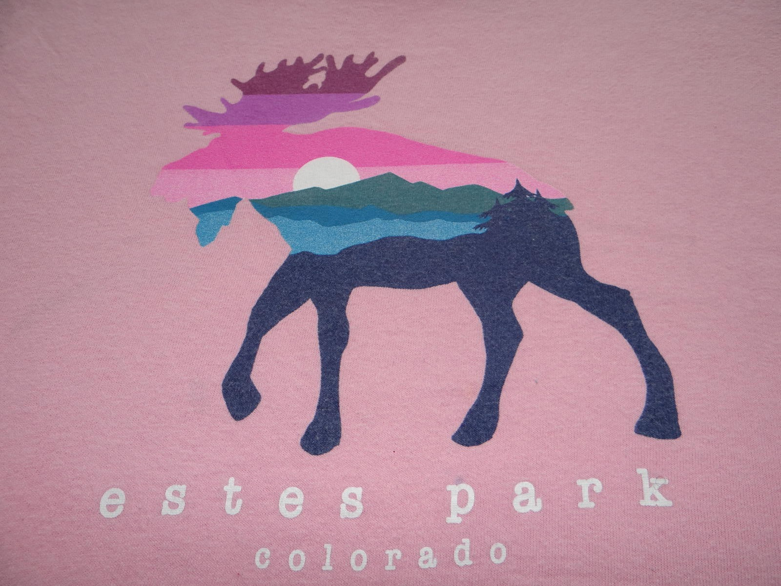 Estes Park Colorado Graphic T-Shirt - Pink Moose Design