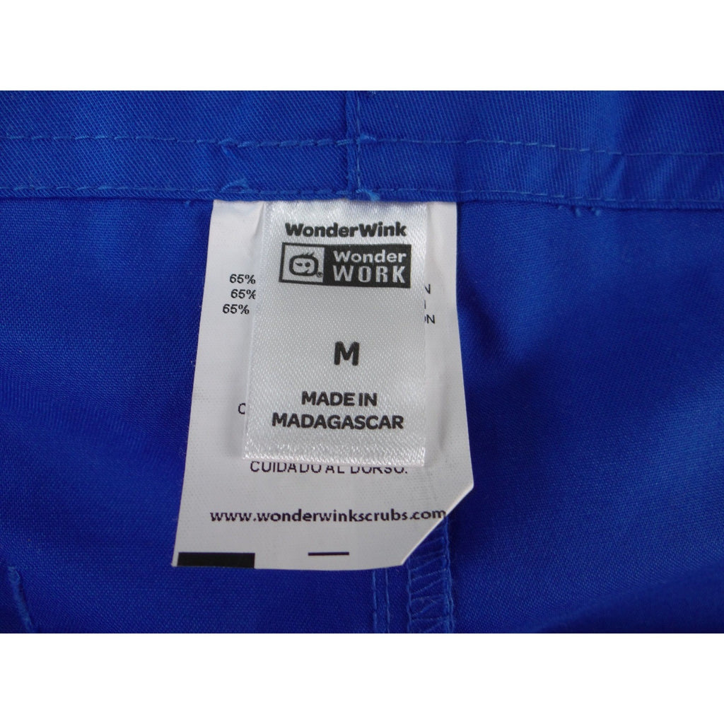 WonderWink WonderWORK Womens Scrub Pants Blue Cargo Pocket Drawstring Medium