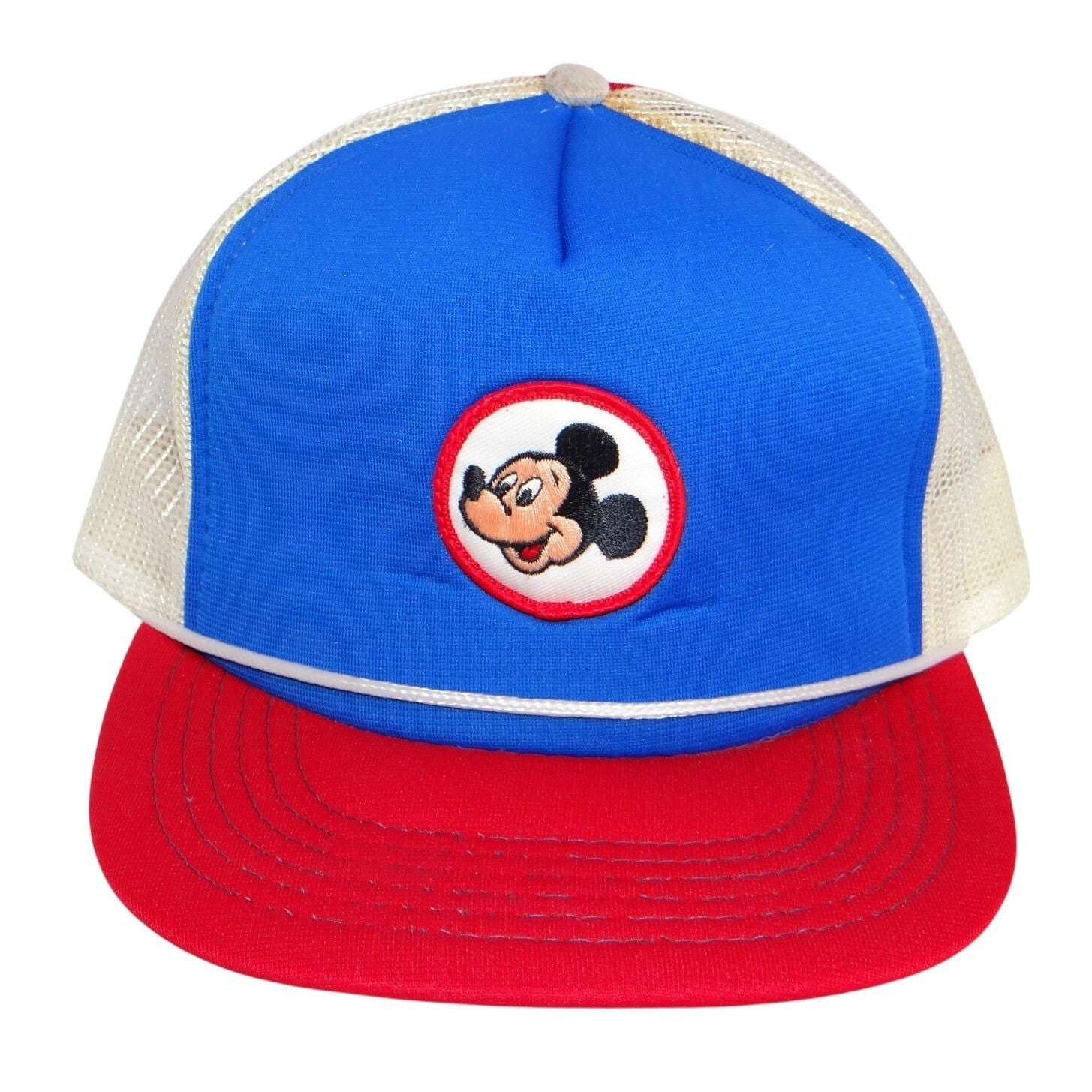 Vintage Mickey Mouse Trucker Hat Blue Red Mesh Disney Snapback Cap