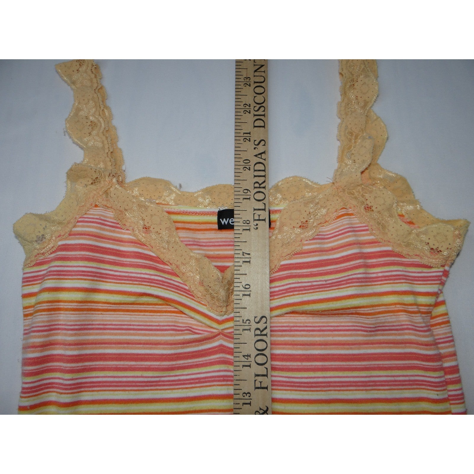 Y2K Wet Seal Lace Trim Striped Cami & American Eagle Ribbed Tank Top Bundle 2pc