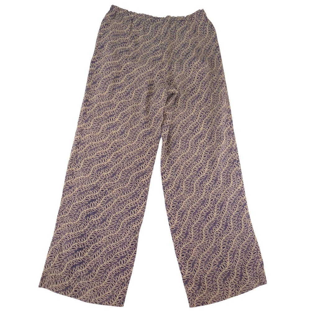 Dana Buchman 100% Silk 2 Piece Set Navy Purple Gold Tank Top Wide Leg Pants 4