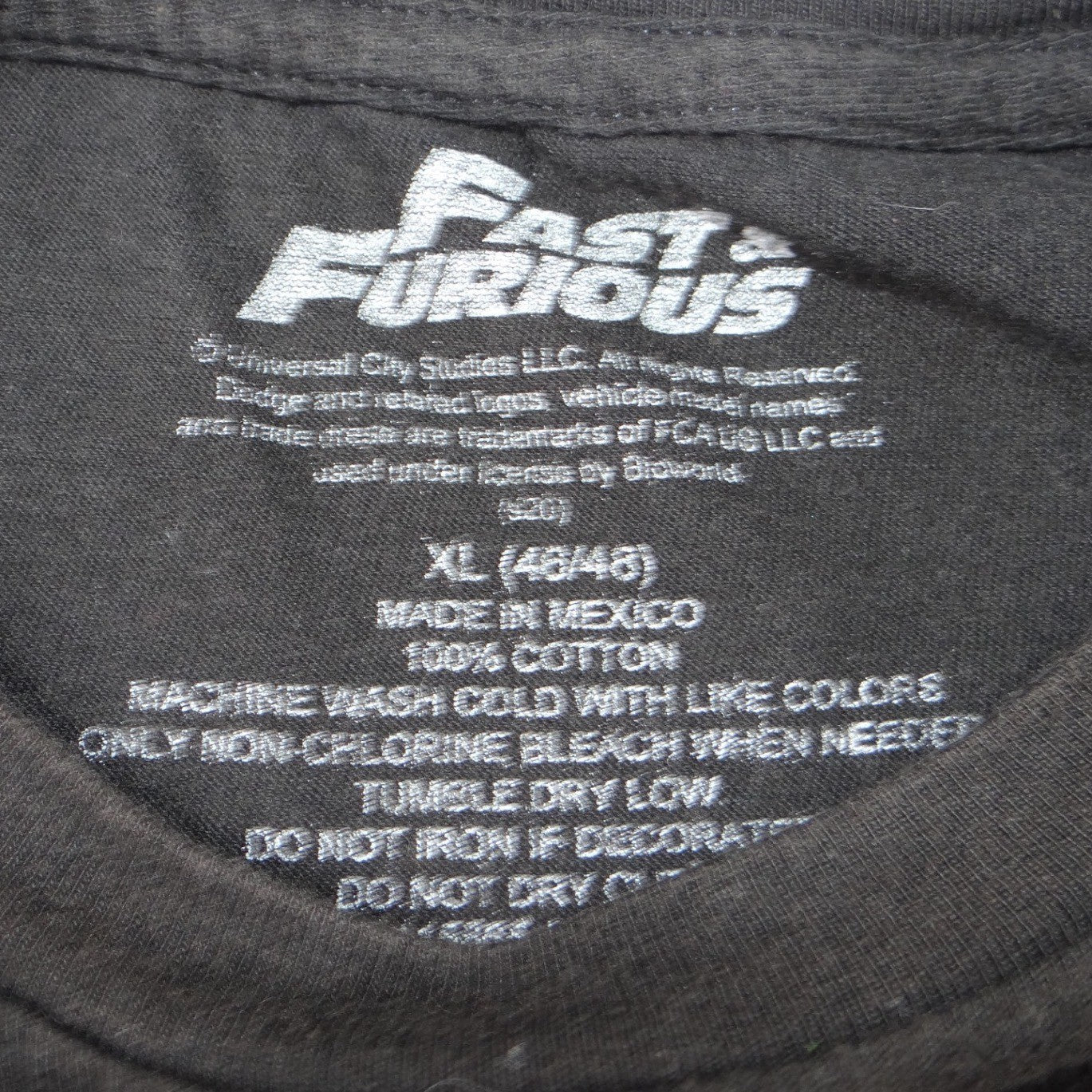 Fast & Furious Mens XL Black 1970 Dodge Charger Graphic T-Shirt Short Sleeve