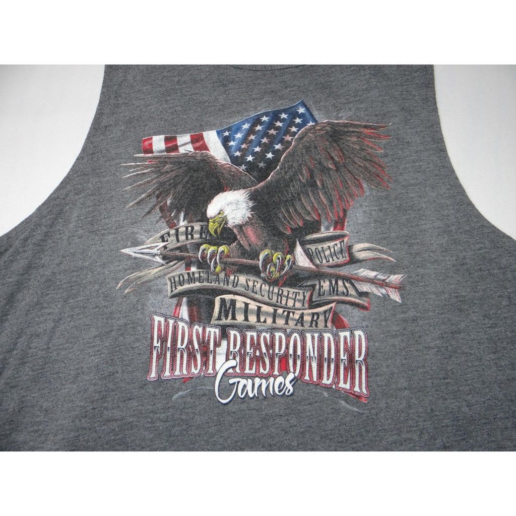 First Responder Games Eagle Flag Tank Top Women's Large Gray