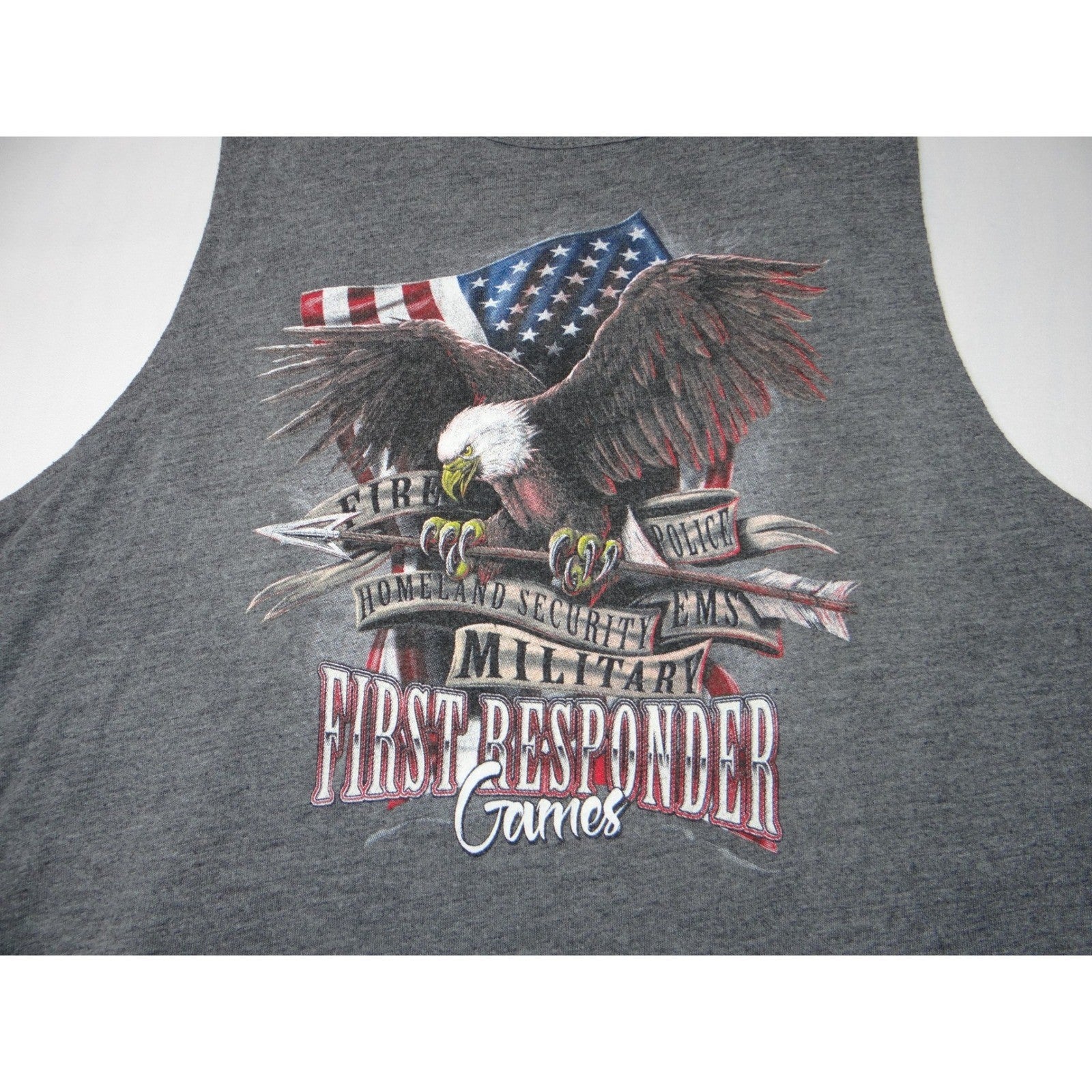 First Responder Games Eagle Flag Tank Top Women's Large Gray