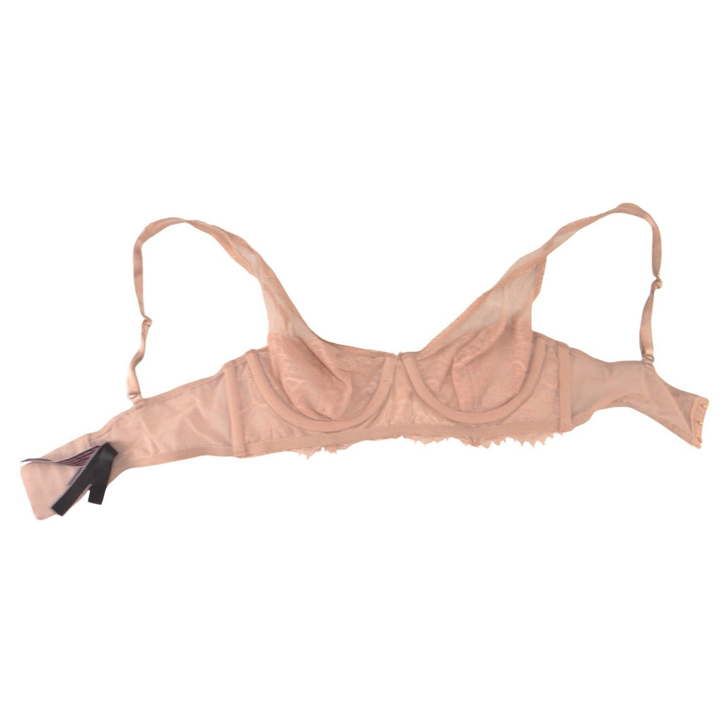 Victoria's Secret Nude Tan Floral Lace Unlined Plunge Bra 32D Underwire