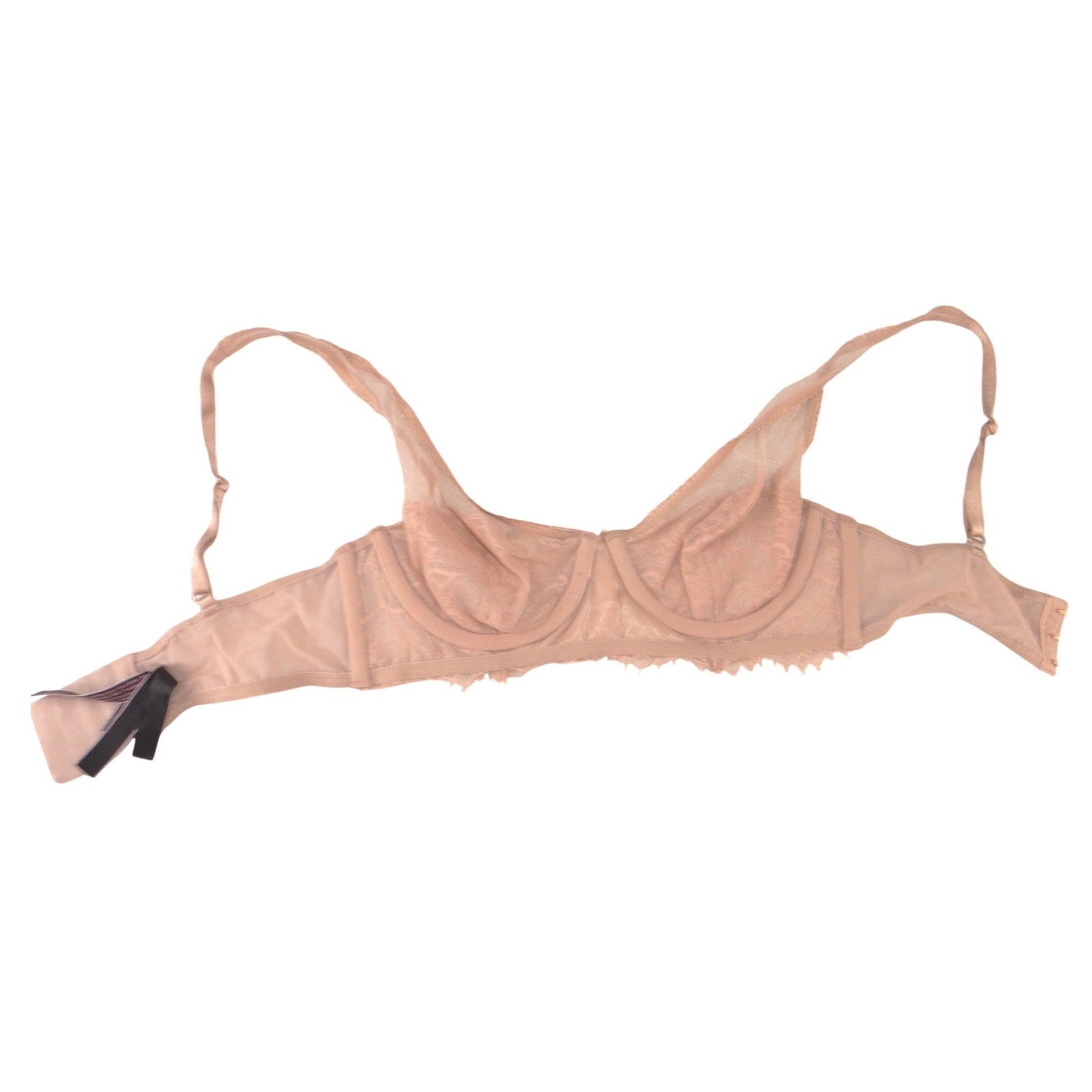 Victoria's Secret Nude Tan Floral Lace Unlined Plunge Bra 32D Underwire