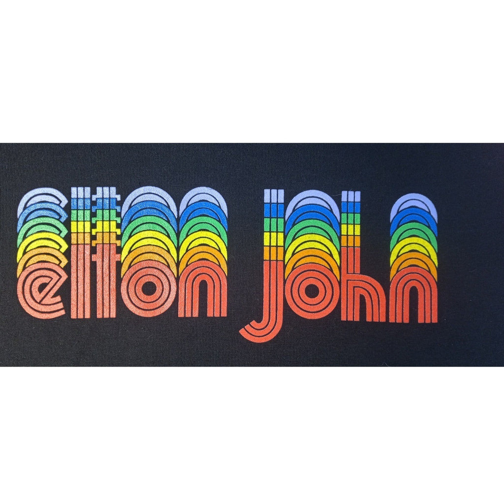 Elton John Rainbow Logo Raglan T Shirt Black Red Size Large