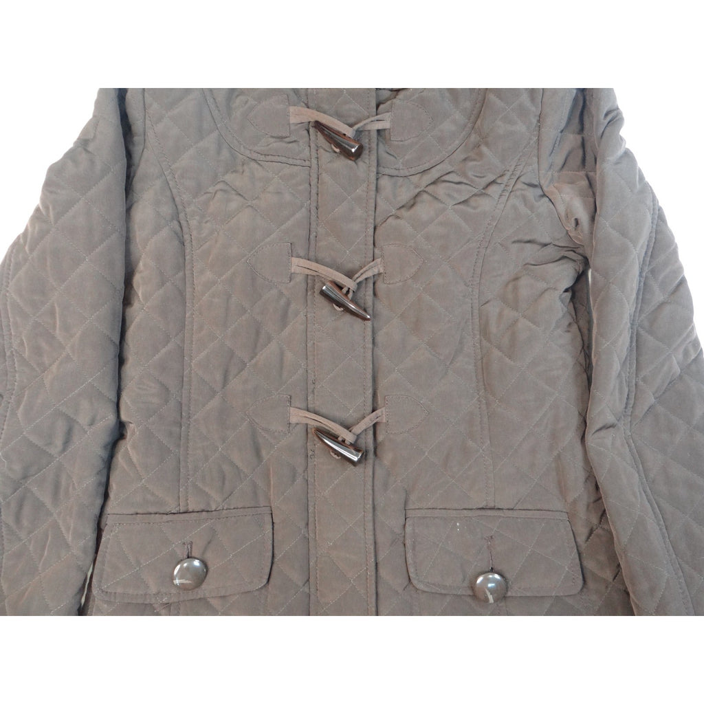 Esprit Quilted Hooded Toggle Jacket Brown Women's Size Medium Cozy Warm Winter