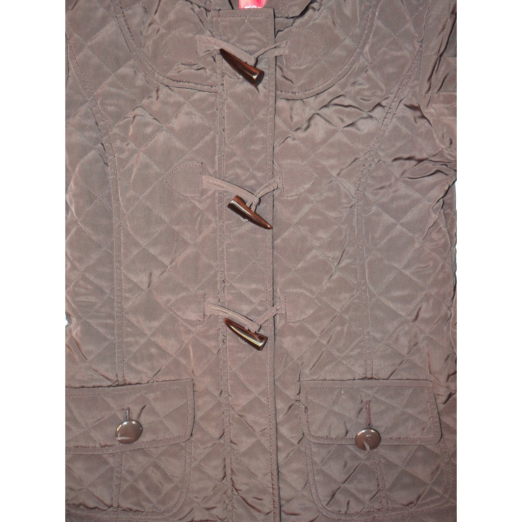 Esprit Quilted Hooded Toggle Jacket Brown Women's Size Medium Cozy Warm Winter
