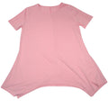 Pink Short Sleeve Sharkbite Hem Tunic Top Crew Neck Relaxed Fit Plus Size 3XL
