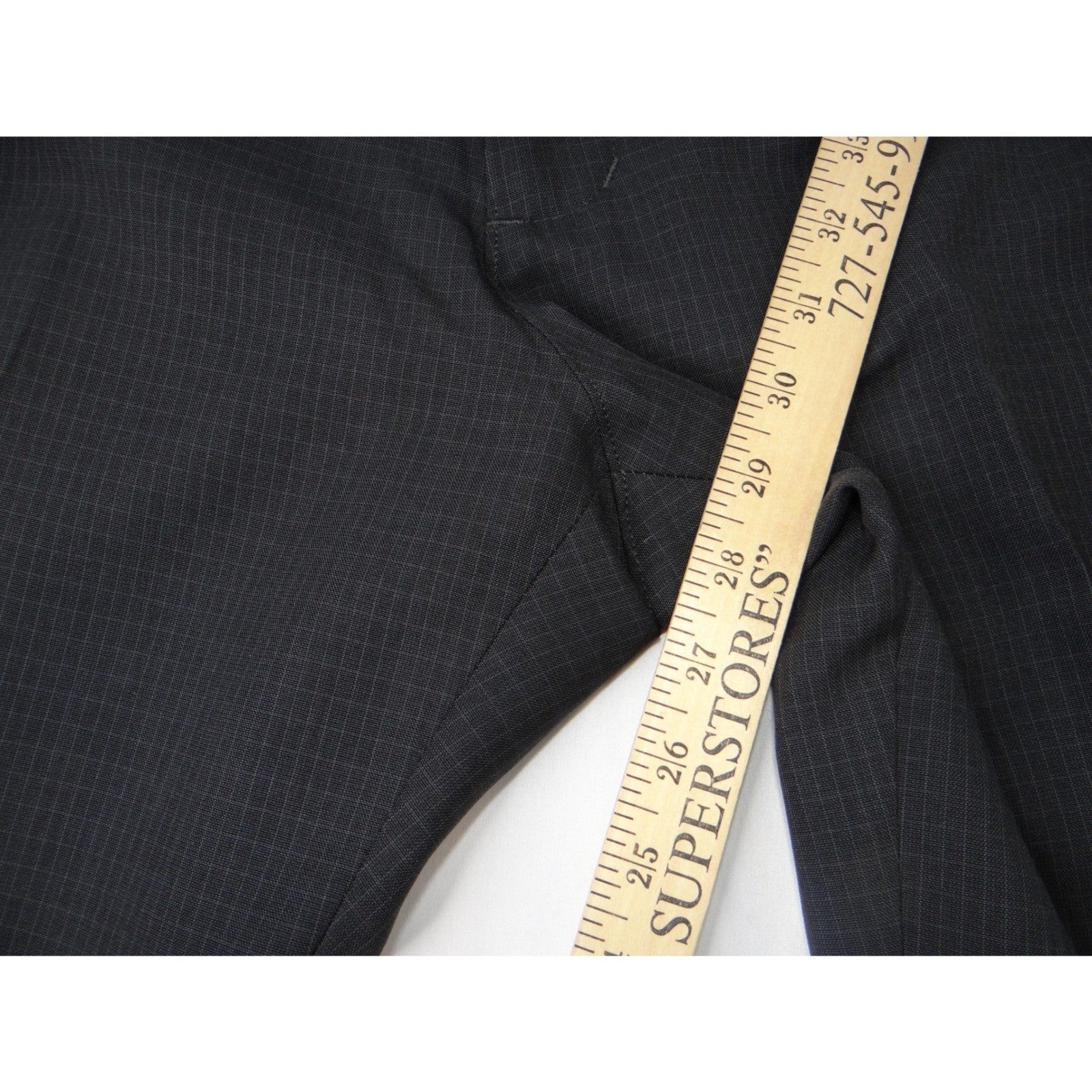 Haggar H26 Mens Dress Pants 38x29 Charcoal Black Micro Check Straight Leg Slacks