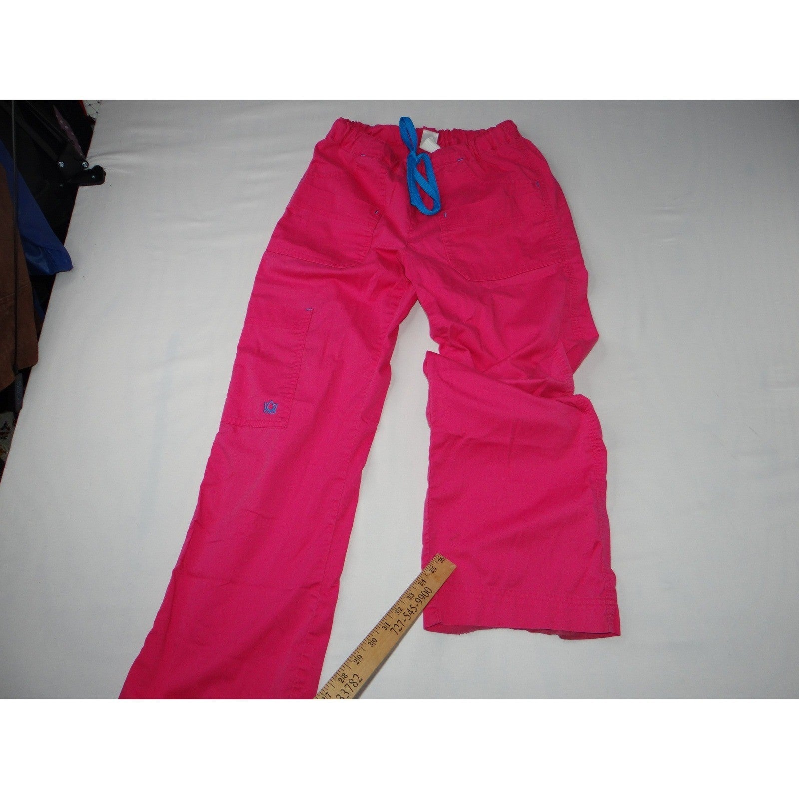 Hot Pink Scrub Pants Women's Cargo Pockets Drawstring Waist