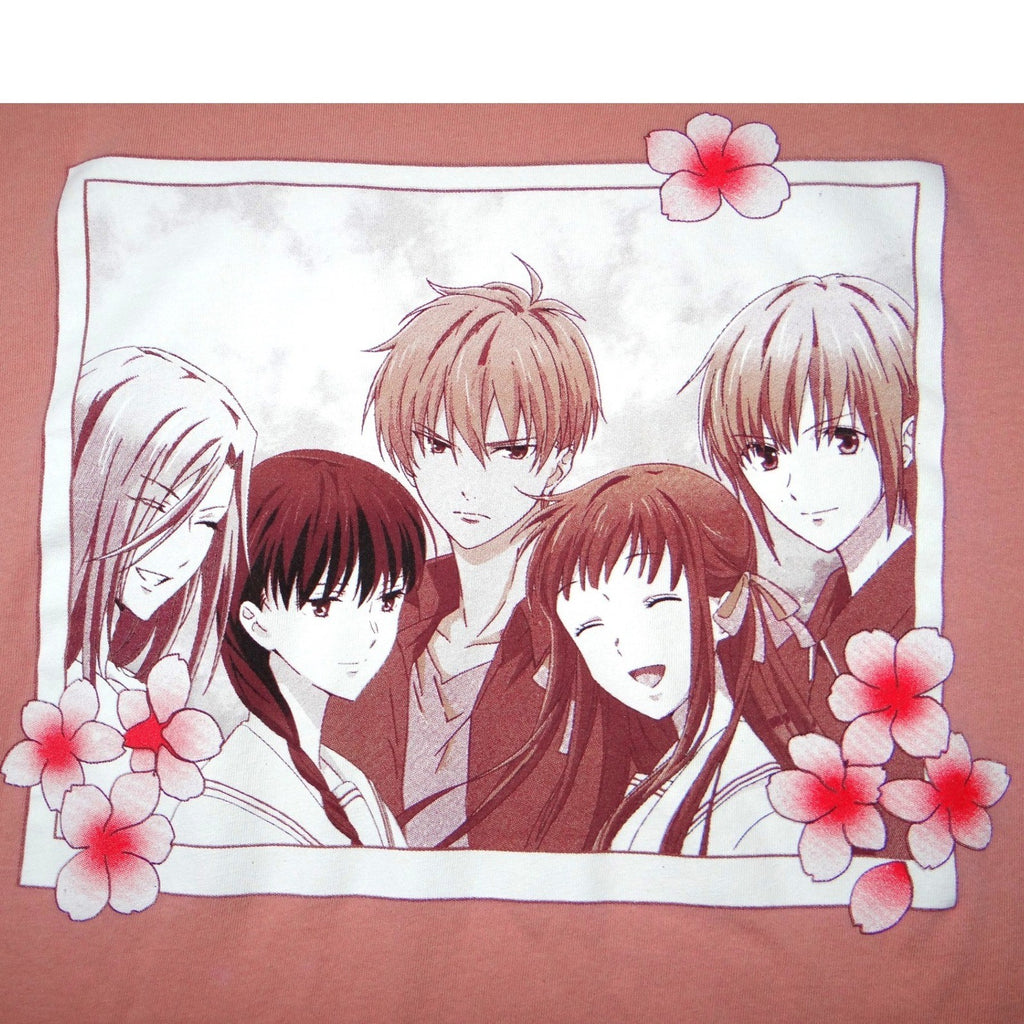 BoxLunch Womens XL Fruits Basket Anime Graphic TShirt Pink Crew Neck Cotton