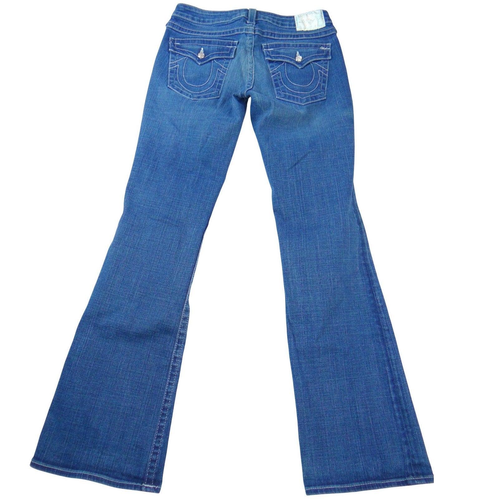 True Religion Joey Bootcut Jeans Womens 31 Medium Wash Blue Made in USA Y2K Low