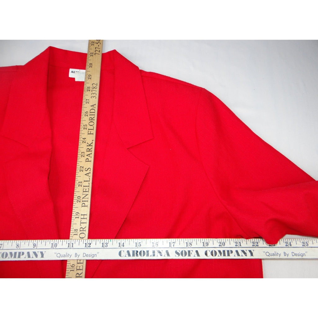 ALICE STUART Red Textured Blazer Jacket Button Front Women's Large