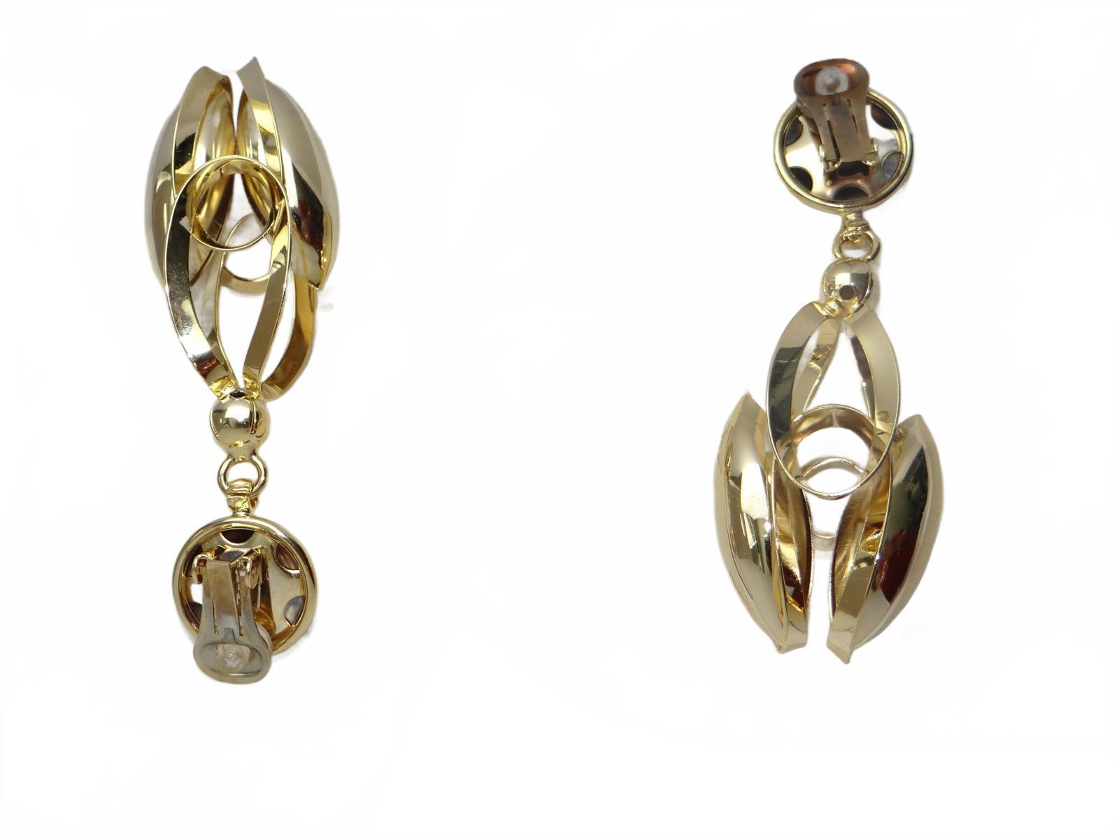 Gold Tone Modern Clip-On Earrings