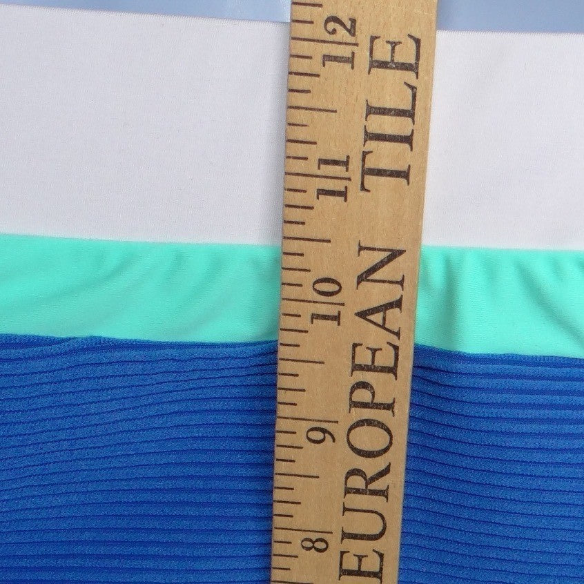 Blue Colorblock Ribbed High Waisted Bikini Set Sporty Two Piece Swimsuit