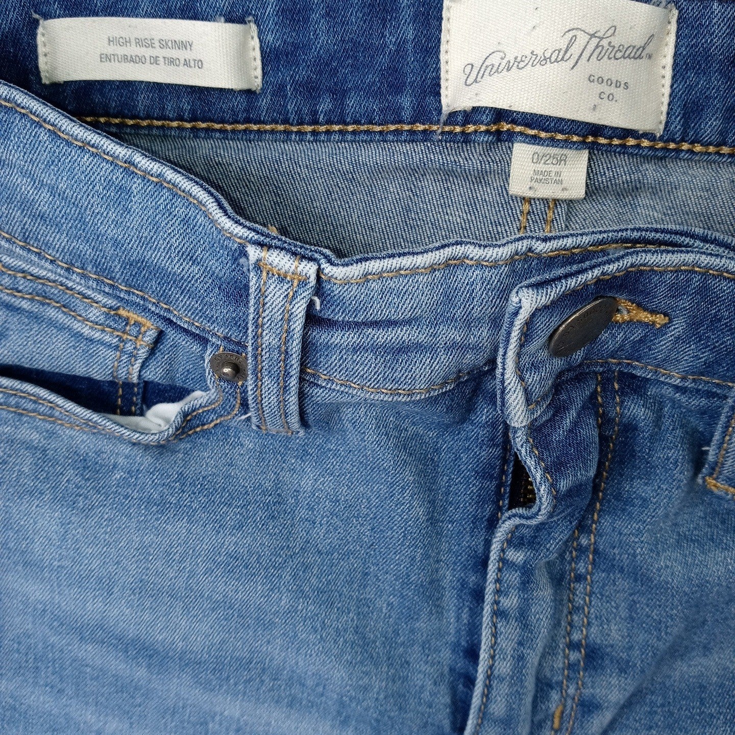 Universal Thread High Rise Skinny Jeans Patchwork Blue Denim Juniors Size 0 26R