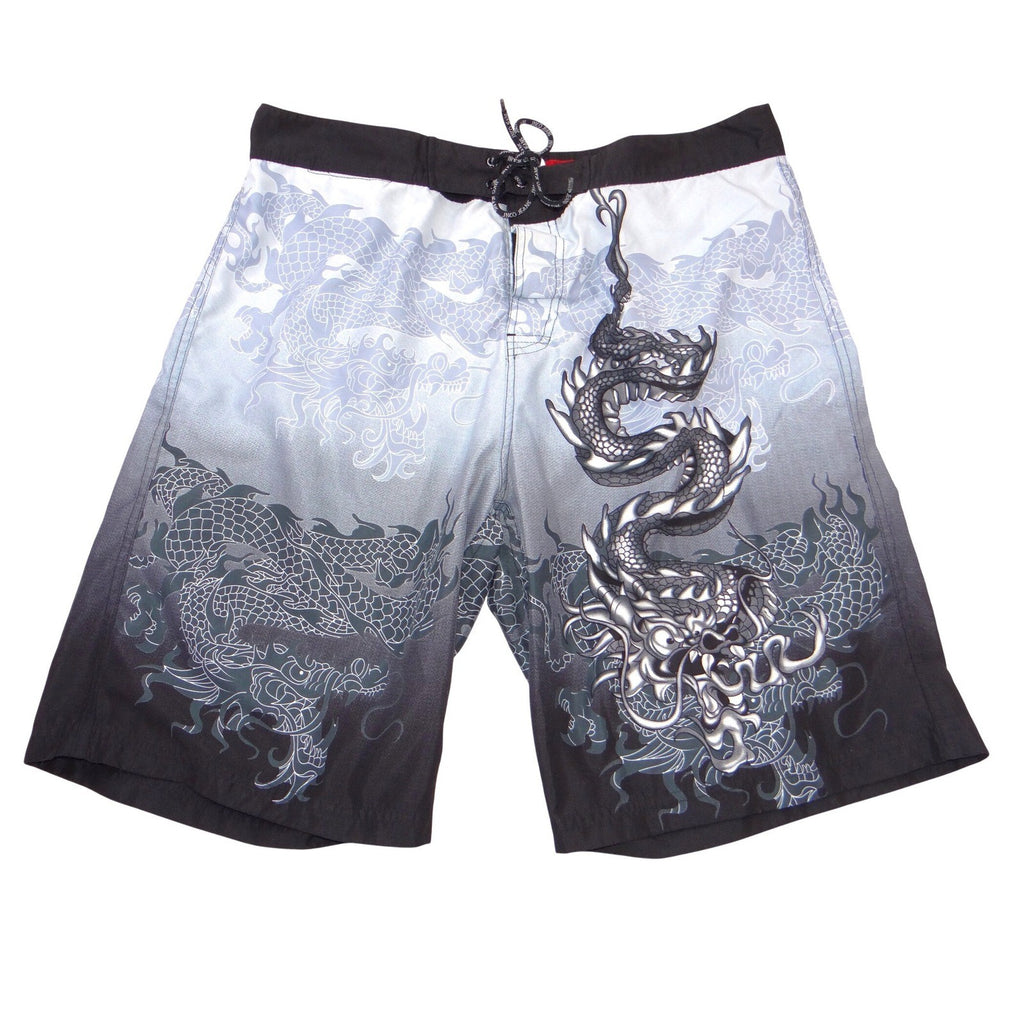 JNCO Jeans Mens Dragon Graphic Board Shorts Grey Black Y2K Skate Swim Trunks 36