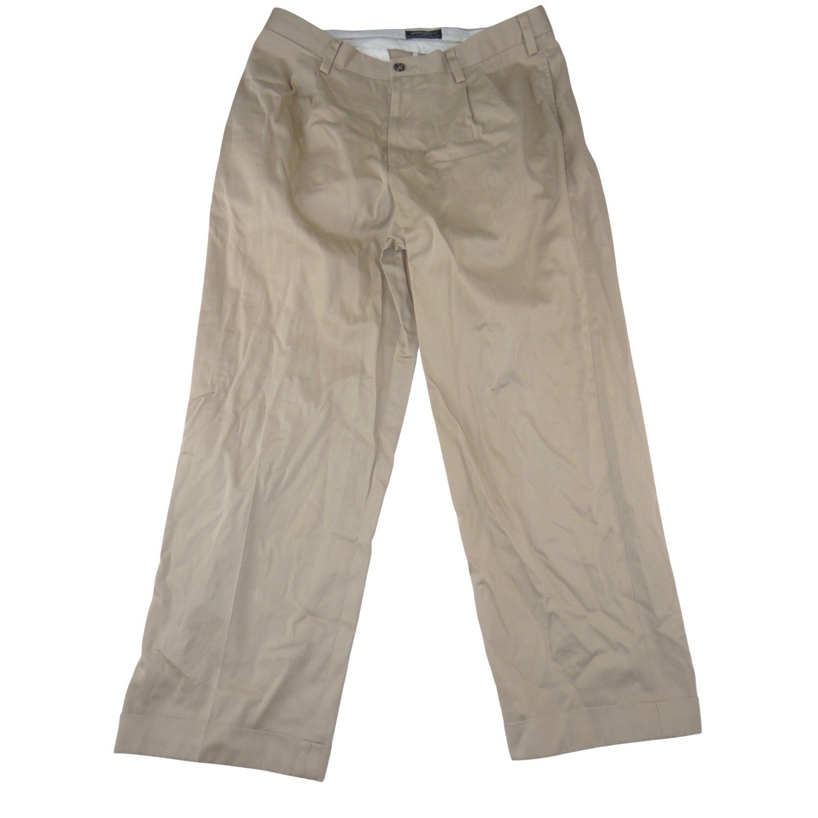Eddie Bauer Mens 36x30 Classic Fit Pleated Chinos Khaki Tan Wrinkle Resistant