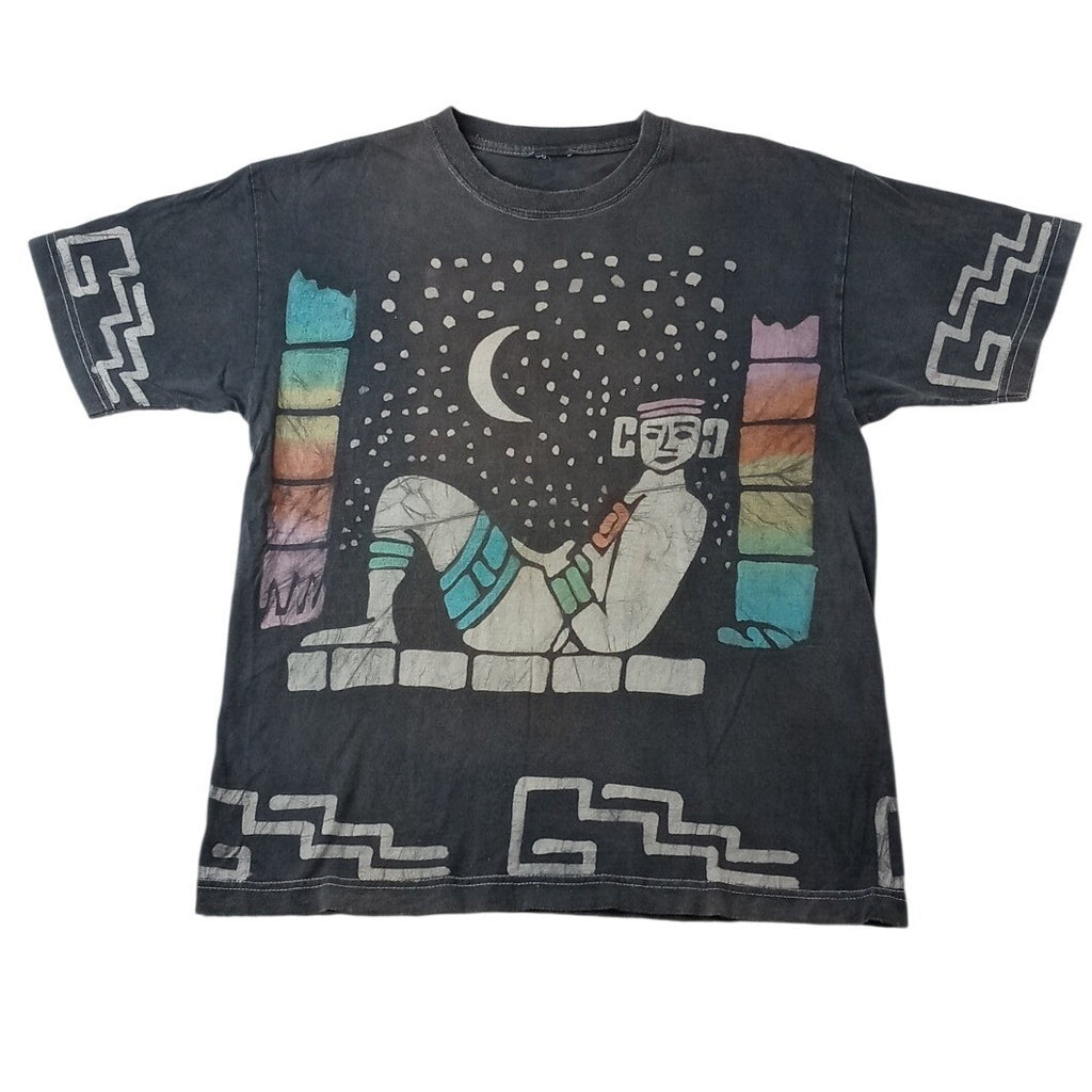 Rare M&O Gold Vintage Graphic T Shirt Aztec Celestial Night Sky Print M&O Gold