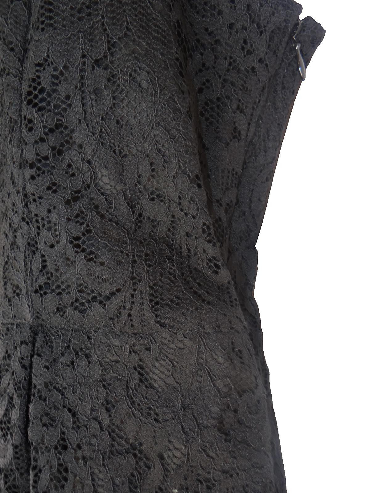 Express Black Lace Fit and Flare Dress with Front Zipper